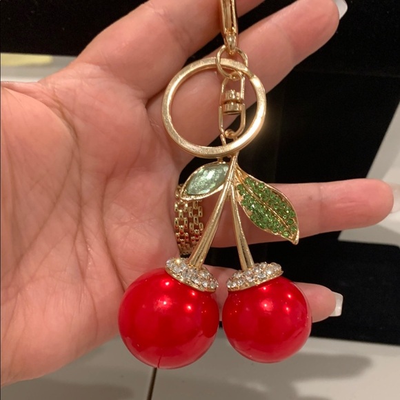 Red Cherry Keychain with Gold Accents - Picture 1 of 4